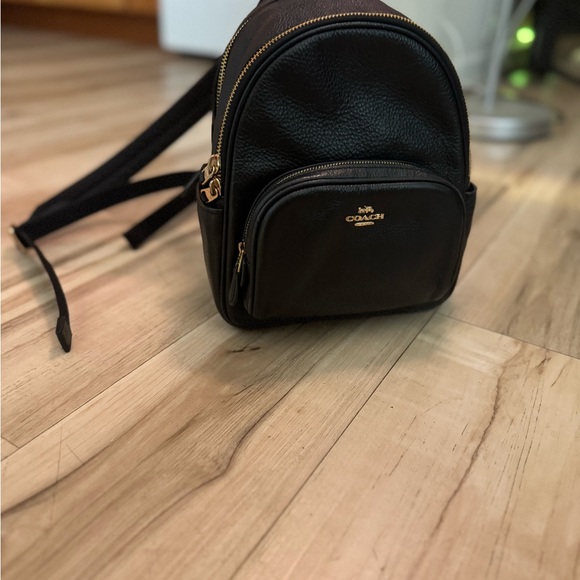 Coach Black Pebbled Leather and Gold Accent Mini Backpack - Picture 1 of 11